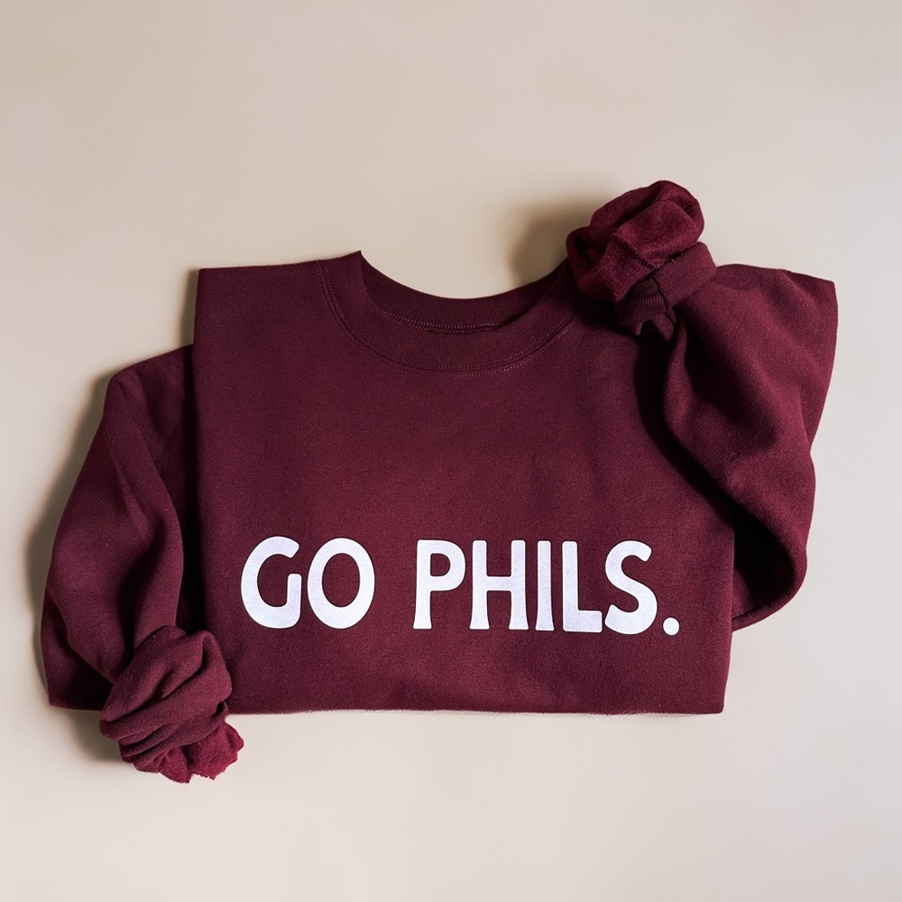 Unisex Maroon Go Phils Crewneck Sweatshirt Philadelphia Phillies